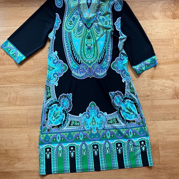 Sandra Darren Black Paisley Print Dress - Picture 6 of 7